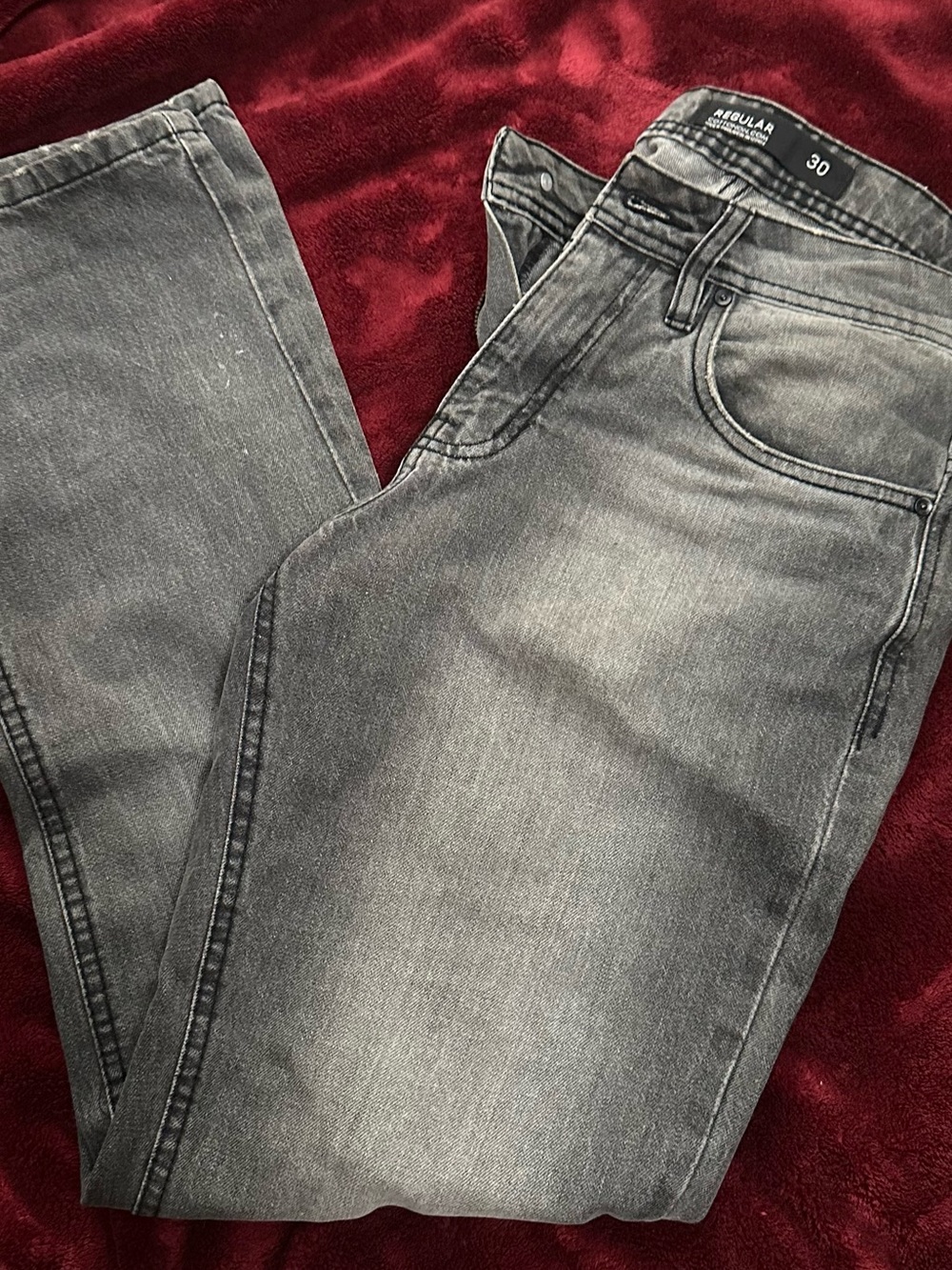 Men's Gray Washed Jeans - Size 30